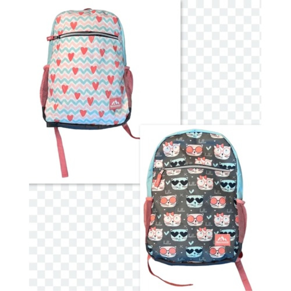 Trailmaker Reversible Cats & Hearts Backpack School Student Book Bag‎ Girls Kids